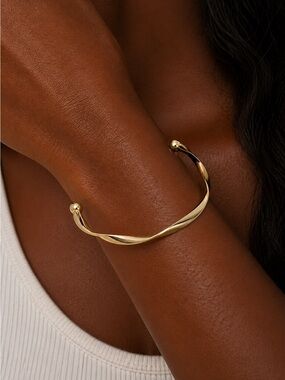 Gold Twisted Open Cuff Bracelet - Women Jewelry